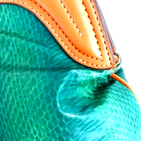 NINE WEST SOFT MUTED GREEN PYTHON SATCHEL BAG MEDIUM - Picture 5 of 10